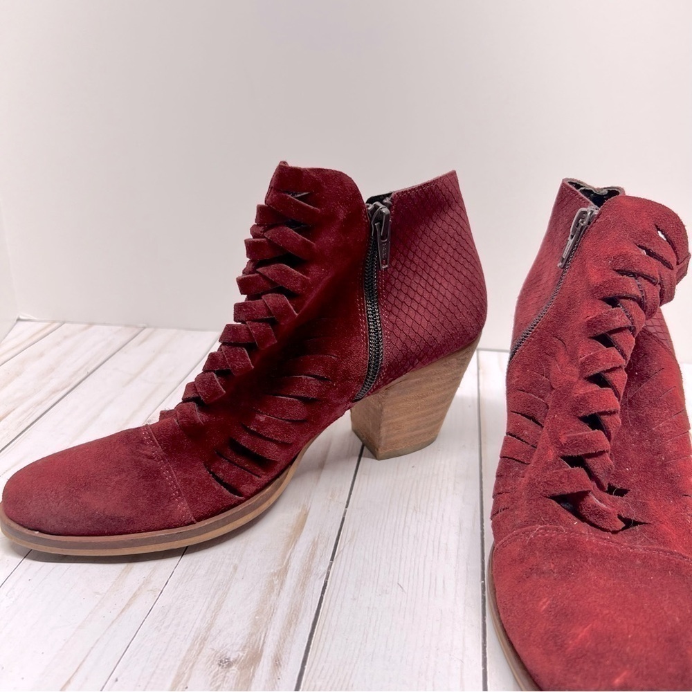 Free People Loveland Suede Ankle Boots in Red Size 37 - Picture 6 of 12